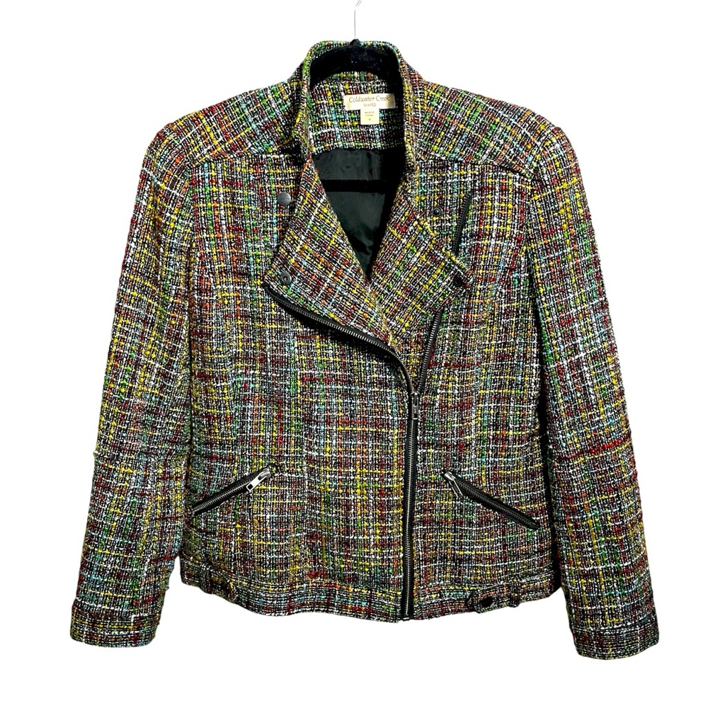 Coldwater Creek Shaped Tweed Zip Jacket Size 8